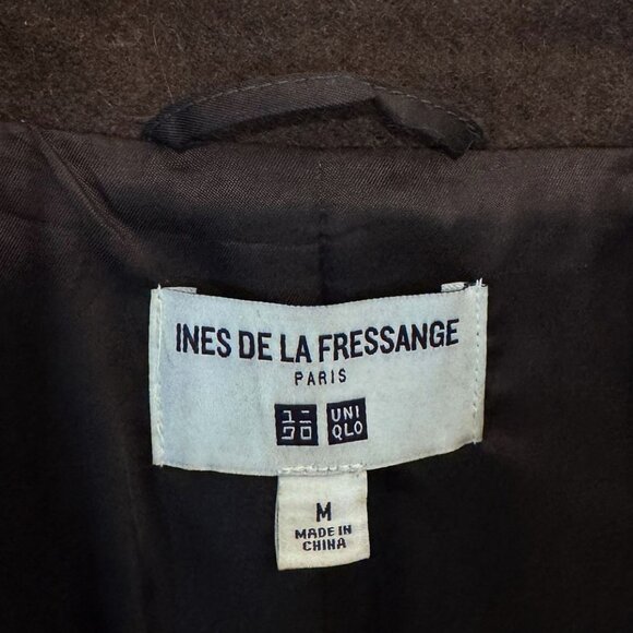 Vintage Ines De La Fressange Uniqlo Brown Wool Peacoat Jacket - Picture 5 of 7